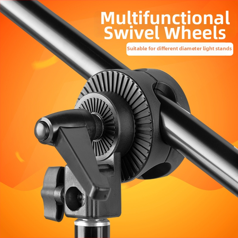 Zhijie adaptér držiaka foto lampy s univerzálnym kolieskom, nakláňacia otočná platňa a krížovým ramenom (310 g)