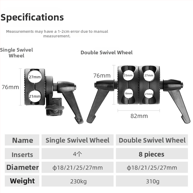 Zhijie adaptér držiaka foto lampy s univerzálnym kolieskom, nakláňacia otočná platňa a krížovým ramenom (310 g)