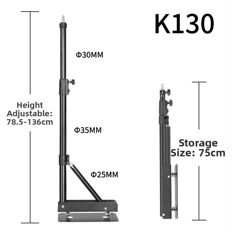 Stojan na fotografovanie na strop s dvojsegmentovým teleskopickým ramenom — nosnosť 5 kg, pracovná výška 130–180 cm, priemer rúry 30/35 mm