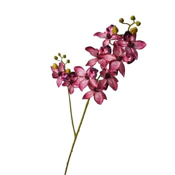 Изкуствена орхидея, клонка с пластмасови и коприна цветя, 3D печат и нежна влажна текстура, единична клонка, подходяща за сватби, открити пространства и фотореквизит
