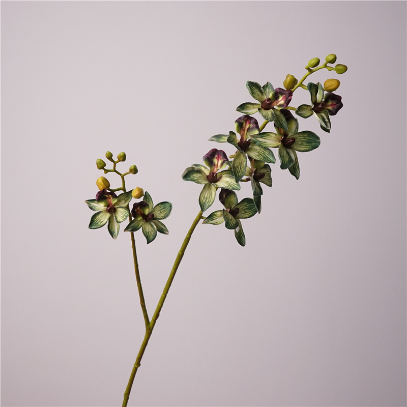 Изкуствена орхидея, клонка с пластмасови и коприна цветя, 3D печат и нежна влажна текстура, единична клонка, подходяща за сватби, открити пространства и фотореквизит