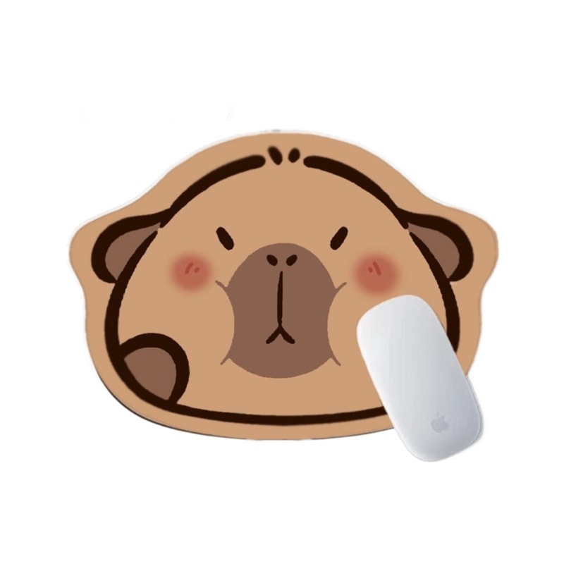 Mala gumena podloga za miš s protukliznim slojem, crtani dizajn kapibare, japanski minimalisticki stil radnog stola