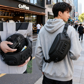 Ανδρική τσάντα κάμερας με μία ιμάντα στο στήθος, πολυλειτουργική για SLR και Mirrorless κάμερες, στυλ δρόμου, ύφασμα Oxford, αδιάβροχη και εξαιρετικά ελαφριά, επένδυση πολυεστέρα