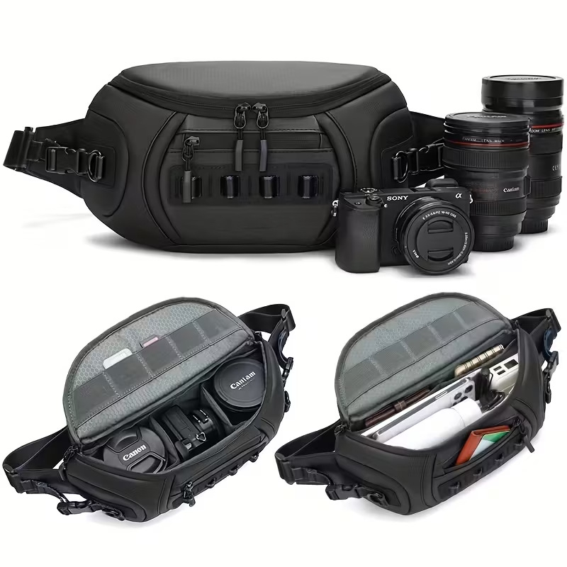 Ανδρική τσάντα κάμερας με μία ιμάντα στο στήθος, πολυλειτουργική για SLR και Mirrorless κάμερες, στυλ δρόμου, ύφασμα Oxford, αδιάβροχη και εξαιρετικά ελαφριά, επένδυση πολυεστέρα
