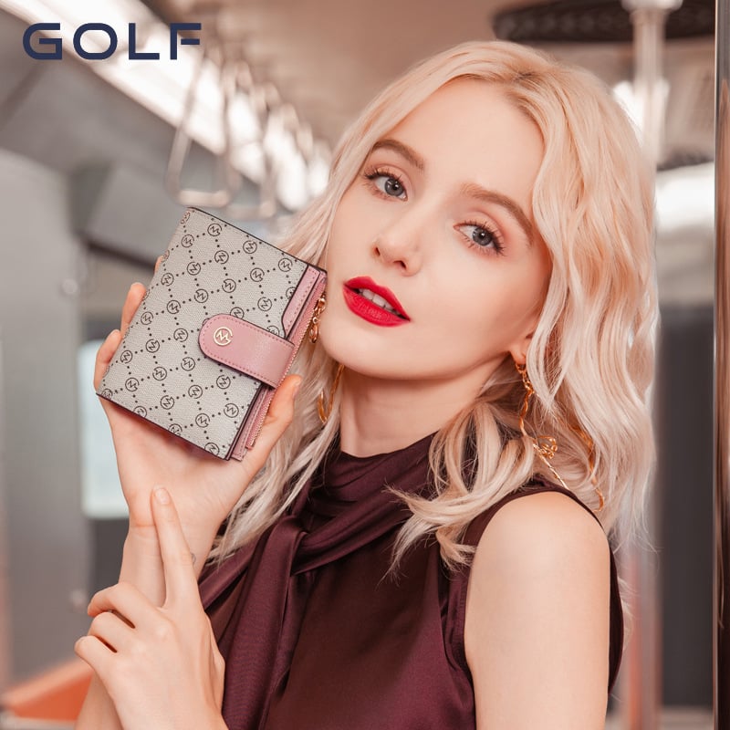 GOLF дамски портфейл за карти с монетник, PVC, урбан минималистичен стил, принт с букви, голям капацитет, пролет 2024