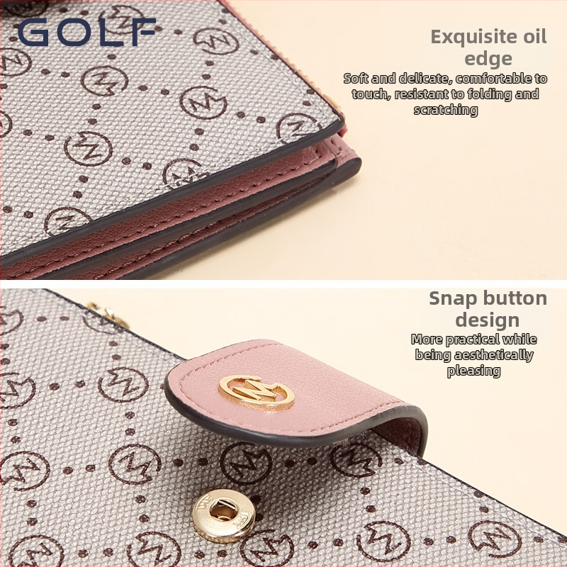 GOLF дамски портфейл за карти с монетник, PVC, урбан минималистичен стил, принт с букви, голям капацитет, пролет 2024