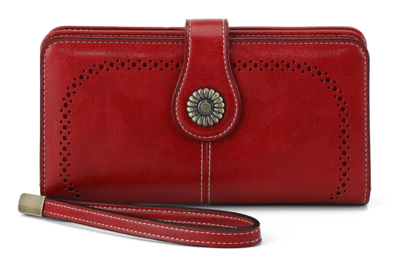 Женски RFID портфейл от PU кожа — монетник, отделение за карти, водоустойчив, износоустойчив, голям капацитет, клач