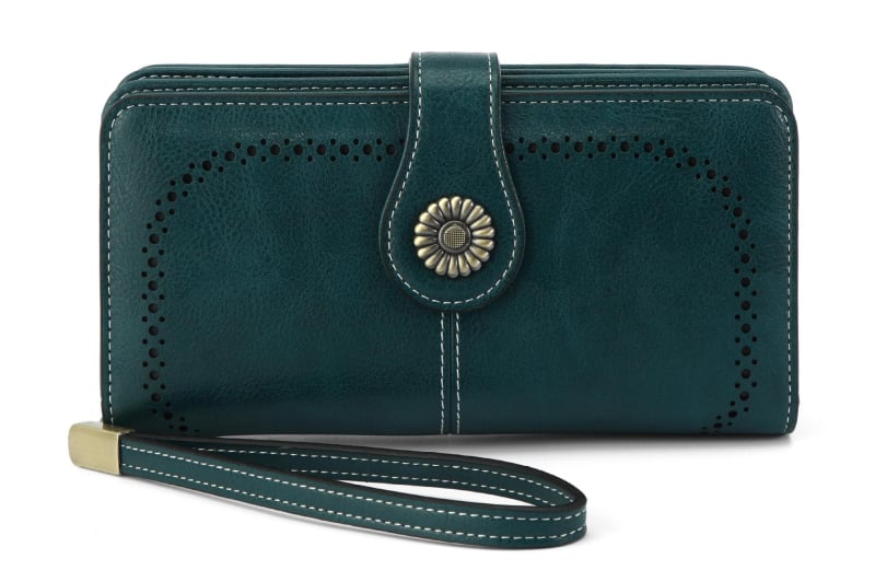 Женски RFID портфейл от PU кожа — монетник, отделение за карти, водоустойчив, износоустойчив, голям капацитет, клач