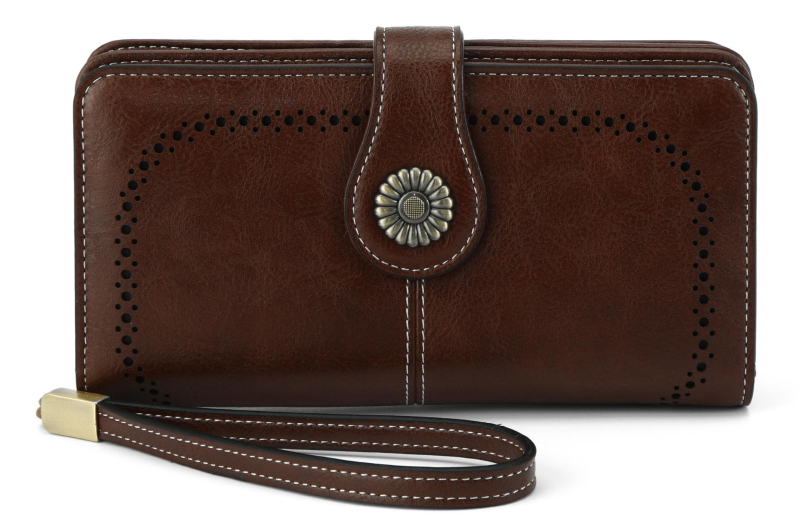 Женски RFID портфейл от PU кожа — монетник, отделение за карти, водоустойчив, износоустойчив, голям капацитет, клач