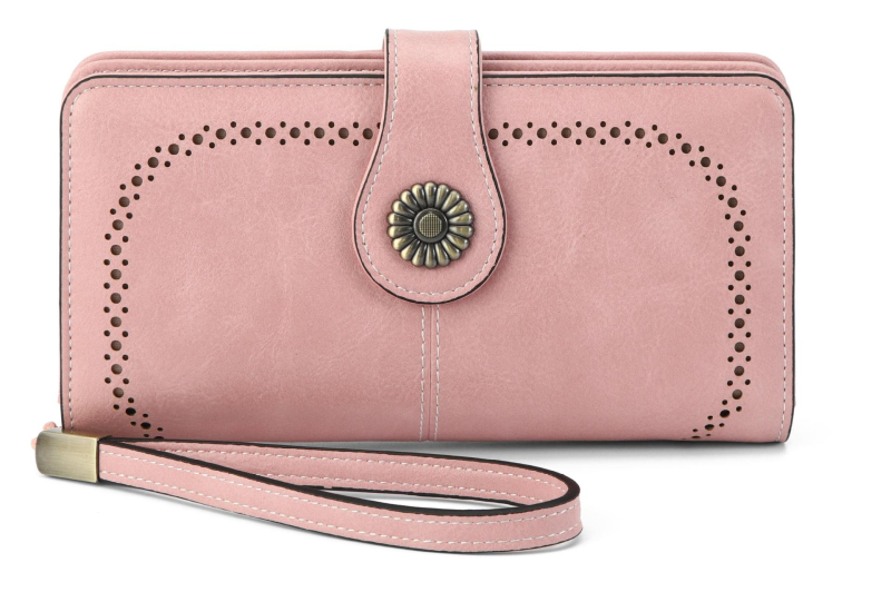 Женски RFID портфейл от PU кожа — монетник, отделение за карти, водоустойчив, износоустойчив, голям капацитет, клач