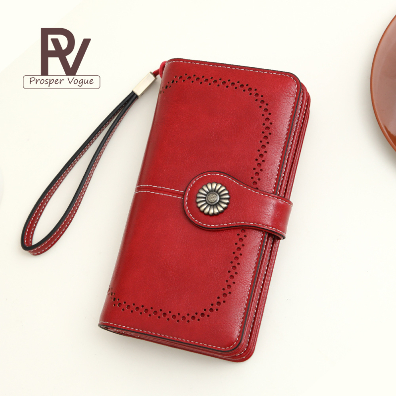 Женски RFID портфейл от PU кожа — монетник, отделение за карти, водоустойчив, износоустойчив, голям капацитет, клач