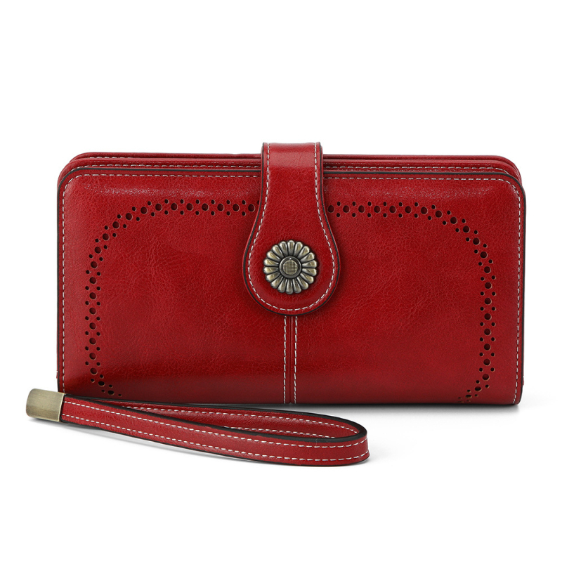 Женски RFID портфейл от PU кожа — монетник, отделение за карти, водоустойчив, износоустойчив, голям капацитет, клач