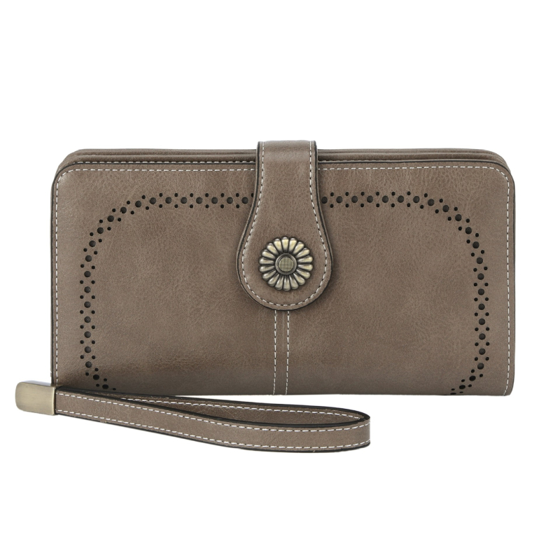 Женски RFID портфейл от PU кожа — монетник, отделение за карти, водоустойчив, износоустойчив, голям капацитет, клач