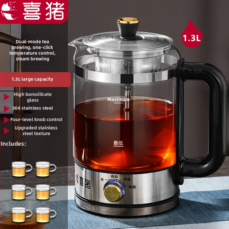 Tējkanna HP-016, borosilātu stikla korpuss, tilpums 1-1.5 L, jauda 600 W, spriegums 220 V, mehāniskā vadība