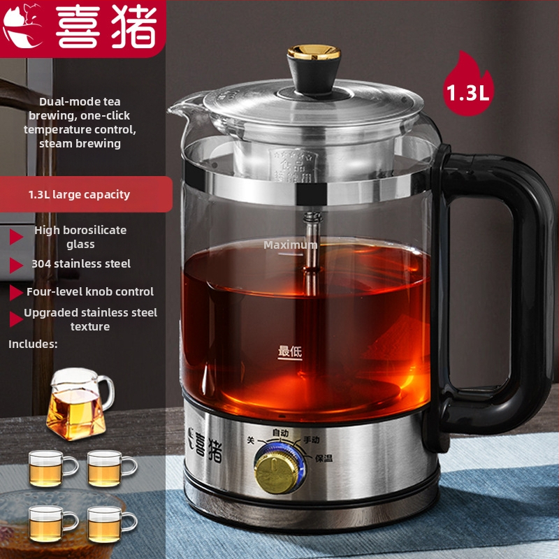 Tējkanna HP-016, borosilātu stikla korpuss, tilpums 1-1.5 L, jauda 600 W, spriegums 220 V, mehāniskā vadība