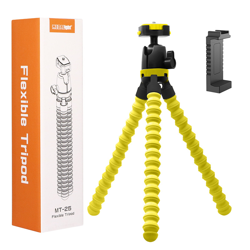 Tripod octopus pentru cameră și telefon - suport mini portabil din aliaj de aluminiu pentru streaming live, sarcină 0-3 kg, greutate 0,372 kg