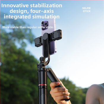 Bluetooth gimbal selfie tyč so statívom – 3 v 1 držiak na telefón, vstavané svetlo, diaľkové ovládanie, univerzálna kompatibilita