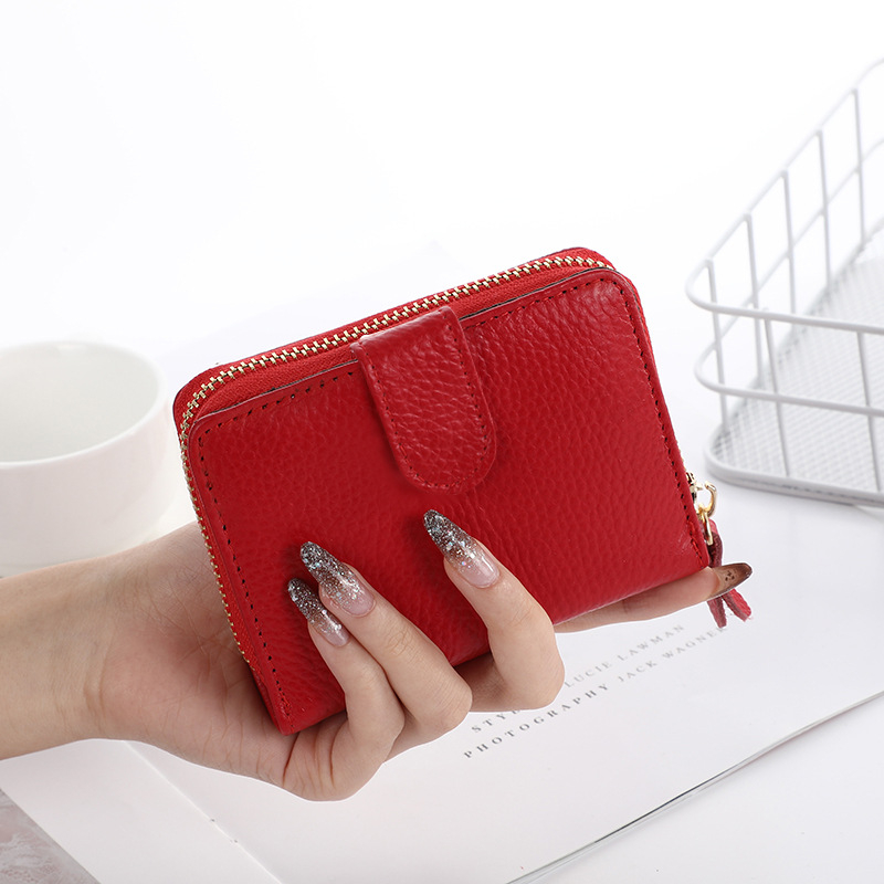 Γυναικείο πορτοφόλι με φερμουάρ από γνήσιο δέρμα Qimo – Μεγάλη χωρητικότητα, πρώτο στρώμα βοδινού δέρματος, επένδυση πολυεστέρα, Καλοκαίρι 2024