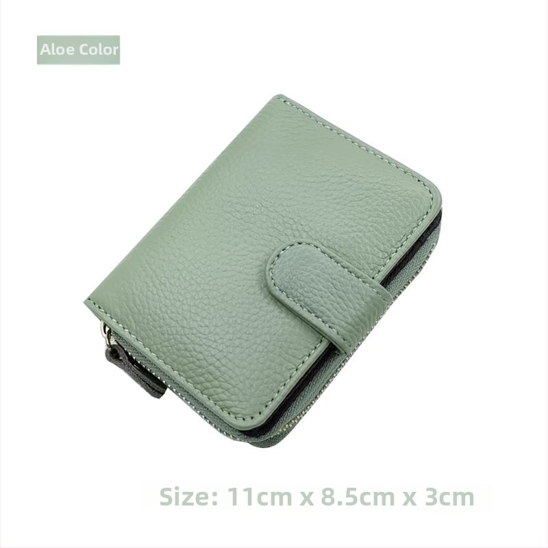 Γυναικείο πορτοφόλι με φερμουάρ από γνήσιο δέρμα Qimo – Μεγάλη χωρητικότητα, πρώτο στρώμα βοδινού δέρματος, επένδυση πολυεστέρα, Καλοκαίρι 2024