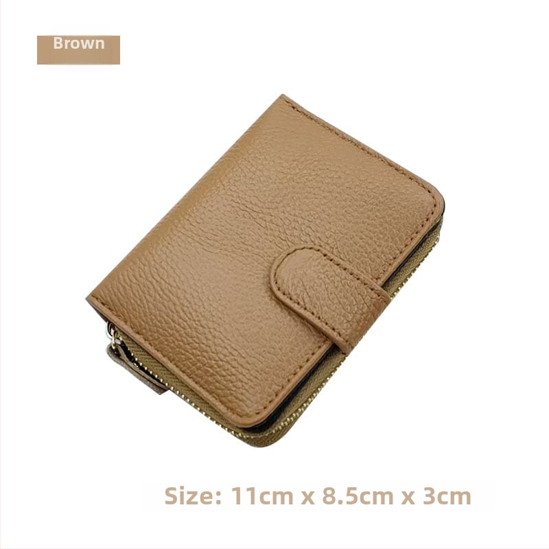 Γυναικείο πορτοφόλι με φερμουάρ από γνήσιο δέρμα Qimo – Μεγάλη χωρητικότητα, πρώτο στρώμα βοδινού δέρματος, επένδυση πολυεστέρα, Καλοκαίρι 2024