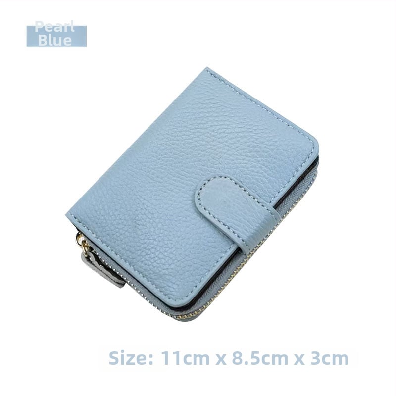 Γυναικείο πορτοφόλι με φερμουάρ από γνήσιο δέρμα Qimo – Μεγάλη χωρητικότητα, πρώτο στρώμα βοδινού δέρματος, επένδυση πολυεστέρα, Καλοκαίρι 2024