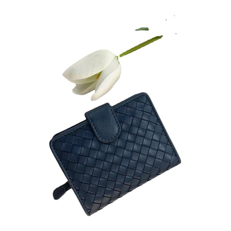 Дамски бифолд портфейл от естествена кожа с текстура на овча кожа, множество джобове за карти и монетник