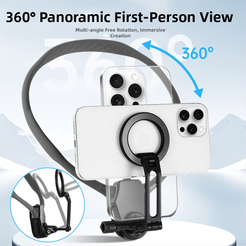 Kg G01-1 Magnetni držač za telefon oko vrata za akcijske kamere Insta360/GoPro — silikon, ABS i cinkova legura, opće namjene, uključuje magnetski nosač, špagica protiv gubitka i upute za uporabu