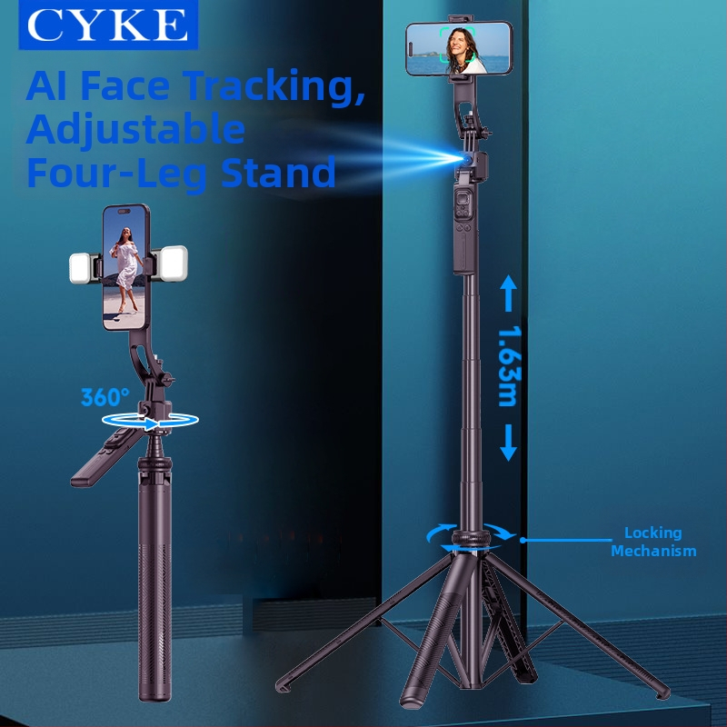 CYKE Držiak na telefón pre živé vysielanie s trojnožkou, gimbal stabilizátorom a sledovaním tváre, zliatina, univerzálny