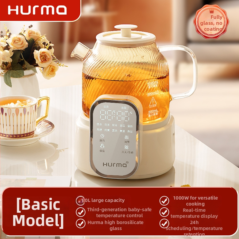 Stikla veselības tējas kanna ar vāku un tējas filtru, modelis Hm-709, tilpums ≤1 L, 220 V, 500–1000 W