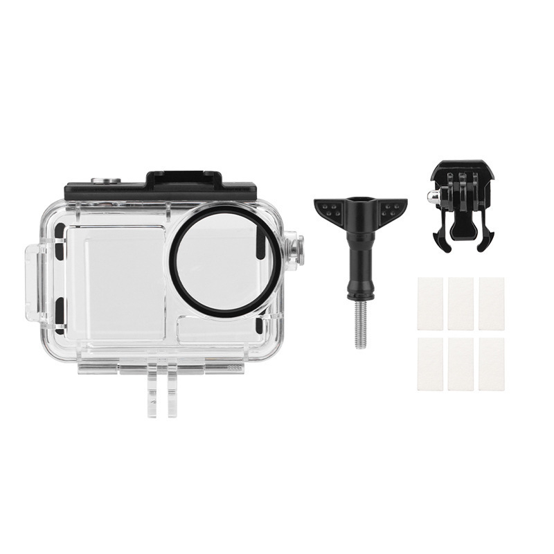 Podvodno zaštitno kućište za DJI Action5 Pro/4/3: prozirno PC kućište s 316 nerđavim čelikom i kaljenim staklom; u kompletu vodootporno kućište, dugi vijak i adapter