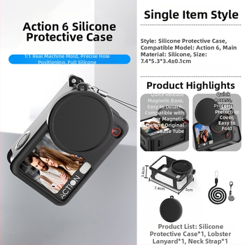 DJI Action6 silikónový obal s ochranou objektívu, proti pádu a lanku proti strate – set príslušenstva pre športovú kameru