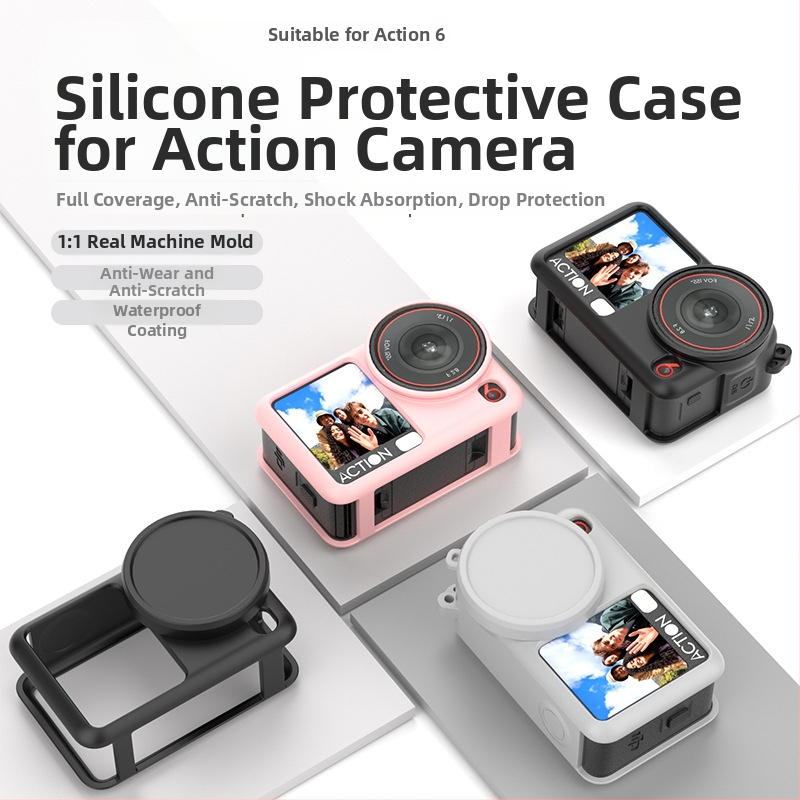 DJI Action6 silikónový obal s ochranou objektívu, proti pádu a lanku proti strate – set príslušenstva pre športovú kameru