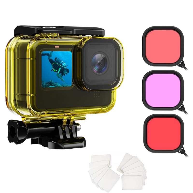 GoPro 9-13 vodotesný kryt pre príslušenstvo, set; Materiál: PC + tvrdené sklo; Tlačené logo; Model: 9-13