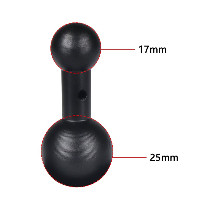 Alumínium ötvözetű motorkerékpártelefon navigációs tartó, 20 mm-es fej 17 mm-es kettős gömbfej