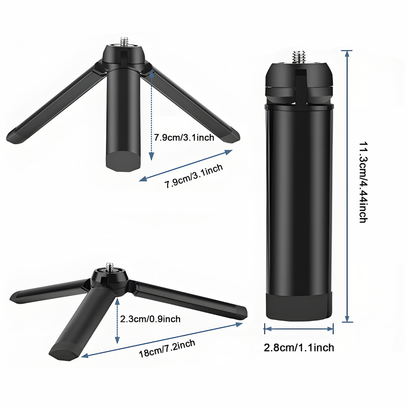 Stativ metalic de birou pentru telefoane, camere de acțiune și proiectoare — model At1006, aliaj de aluminiu