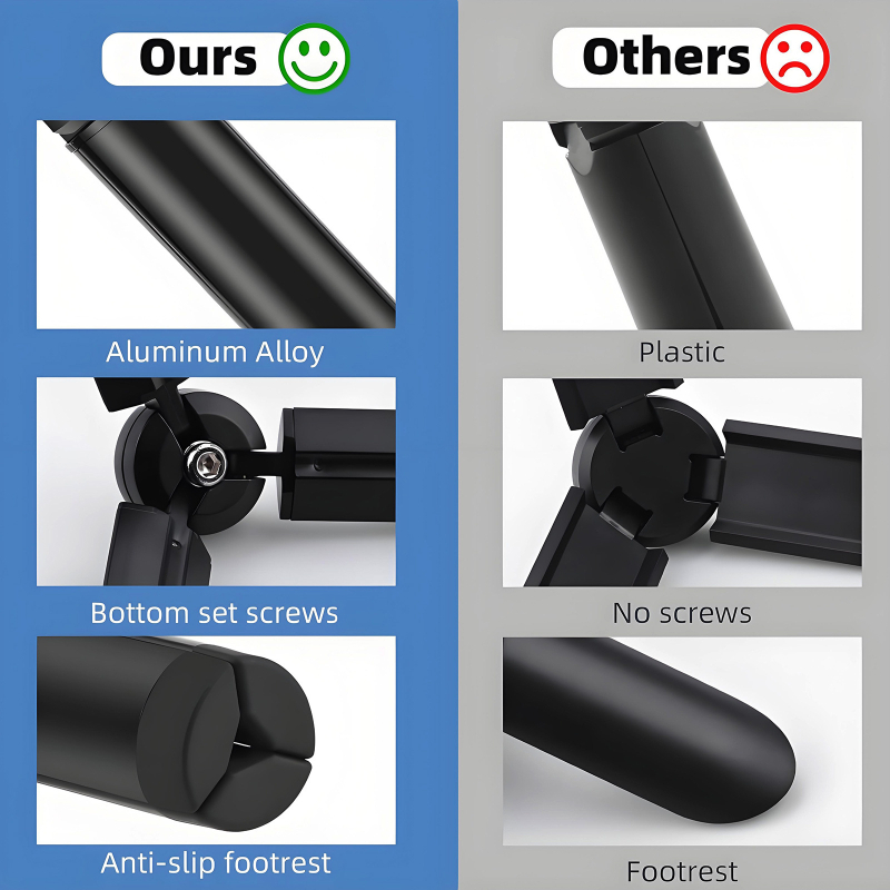 Stativ metalic de birou pentru telefoane, camere de acțiune și proiectoare — model At1006, aliaj de aluminiu