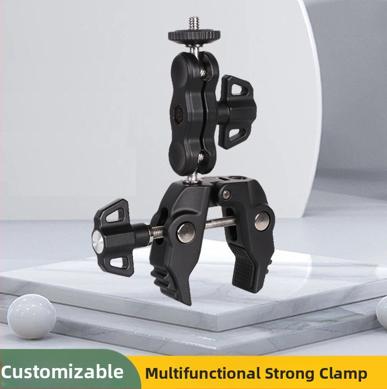 Kovová silná svorka na fotografické vybavenie — veľká svorka v tvare krabieho kleští, univerzálny fixačný držiak, hliníková zliatina