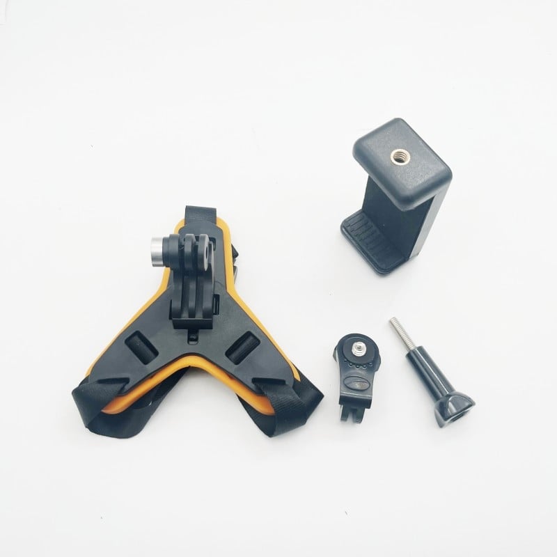 Στήριγμα πιγουνιού κράνους με κλιπ τηλεφώνου - Συμβατό με GoPro/DJI, Υλικό PP+TPE, Μοντέλο GR19