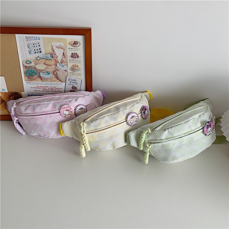 Čerstvá a jednoduchá crossbody taška z Oxford tkaniny, polyesterová podšívka, zapínanie na zips, vnútorný zipsový priečinok, v štýle Mori/Japonský štýl