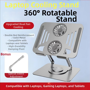 Prenosný stojan s otočením, Model 286, Karbónová oceľ, Desnai, Pre notebooky, ultrabooky a ďalšie, Dĺžka kábla 1 m