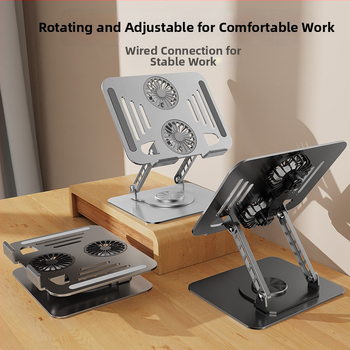 Prenosný stojan s otočením, Model 286, Karbónová oceľ, Desnai, Pre notebooky, ultrabooky a ďalšie, Dĺžka kábla 1 m