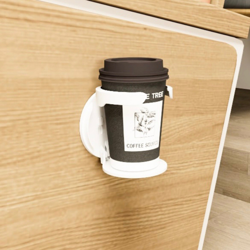 Držiak na pohár – skladací, prenosný; upevnenie na stenu vákuovým uchytením; plastový organizér na stôl