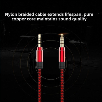 3,5 mm samec–samec AUX audio kábel, tkaný, s bezoxidovým medeným jadrom