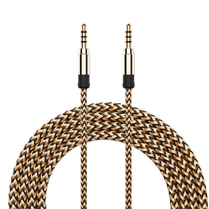3,5 mm samec–samec AUX audio kábel, tkaný, s bezoxidovým medeným jadrom