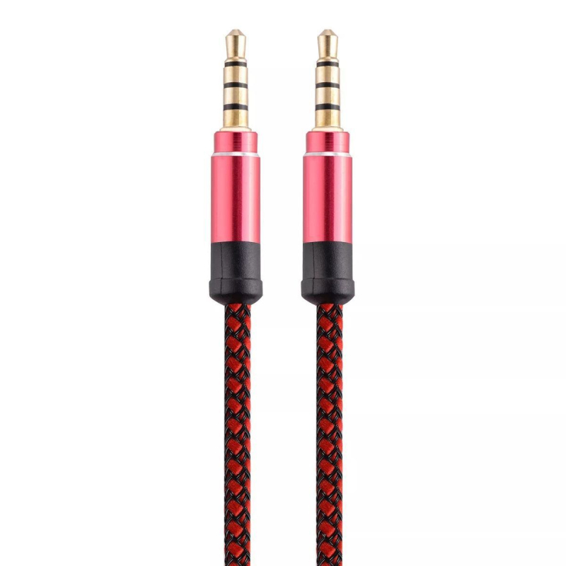3,5 mm samec–samec AUX audio kábel, tkaný, s bezoxidovým medeným jadrom