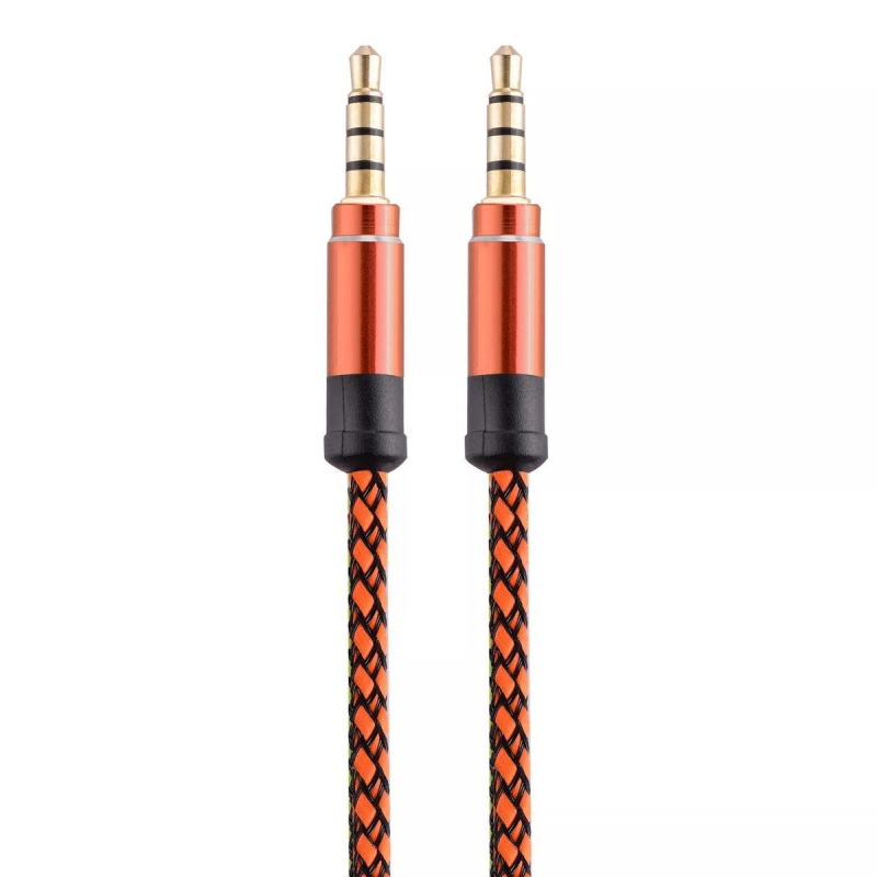 3,5 mm samec–samec AUX audio kábel, tkaný, s bezoxidovým medeným jadrom