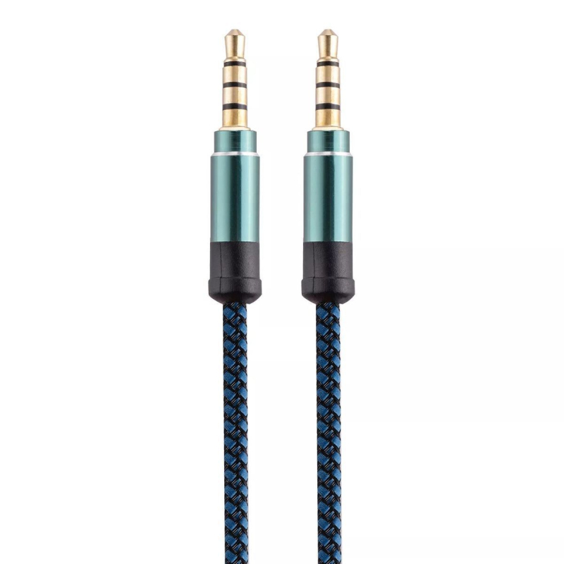 3,5 mm samec–samec AUX audio kábel, tkaný, s bezoxidovým medeným jadrom