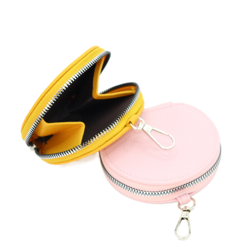 PU materijal s lychee teksturom, novčanik s zipom, prijenosna mini okrugla torbica za slušalice i pohranu ključeva