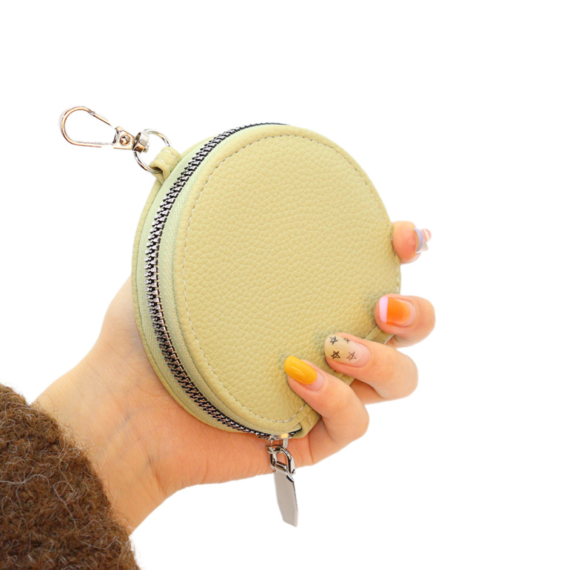 PU materijal s lychee teksturom, novčanik s zipom, prijenosna mini okrugla torbica za slušalice i pohranu ključeva