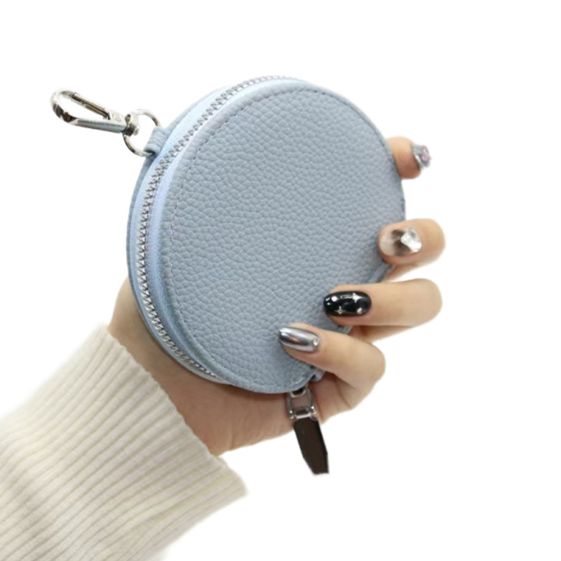 PU materijal s lychee teksturom, novčanik s zipom, prijenosna mini okrugla torbica za slušalice i pohranu ključeva